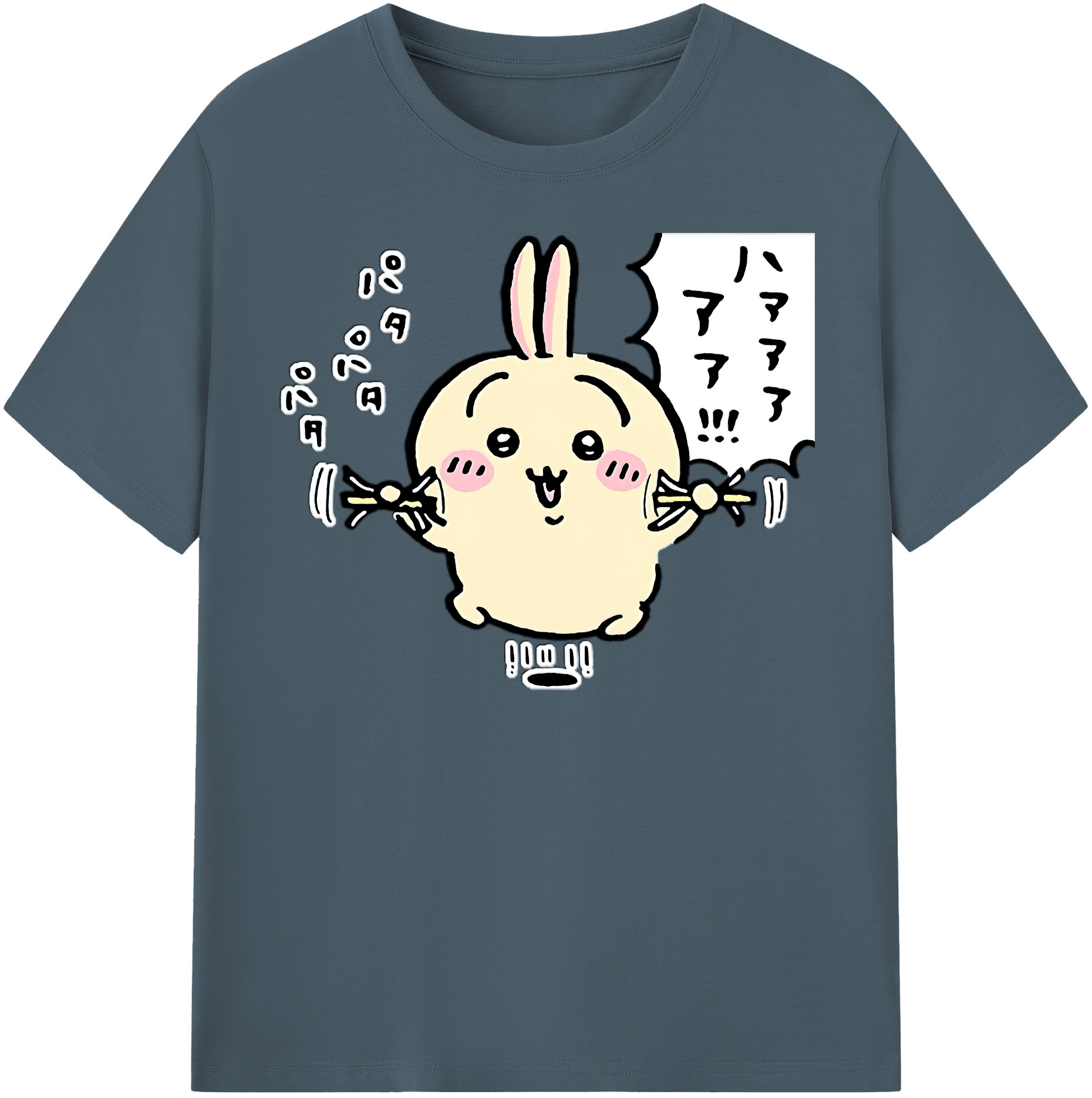 （画像用） ちいかわ うさぎ Chii-kawa usagi 綿100％半袖Tシャツ（フロントプリント）